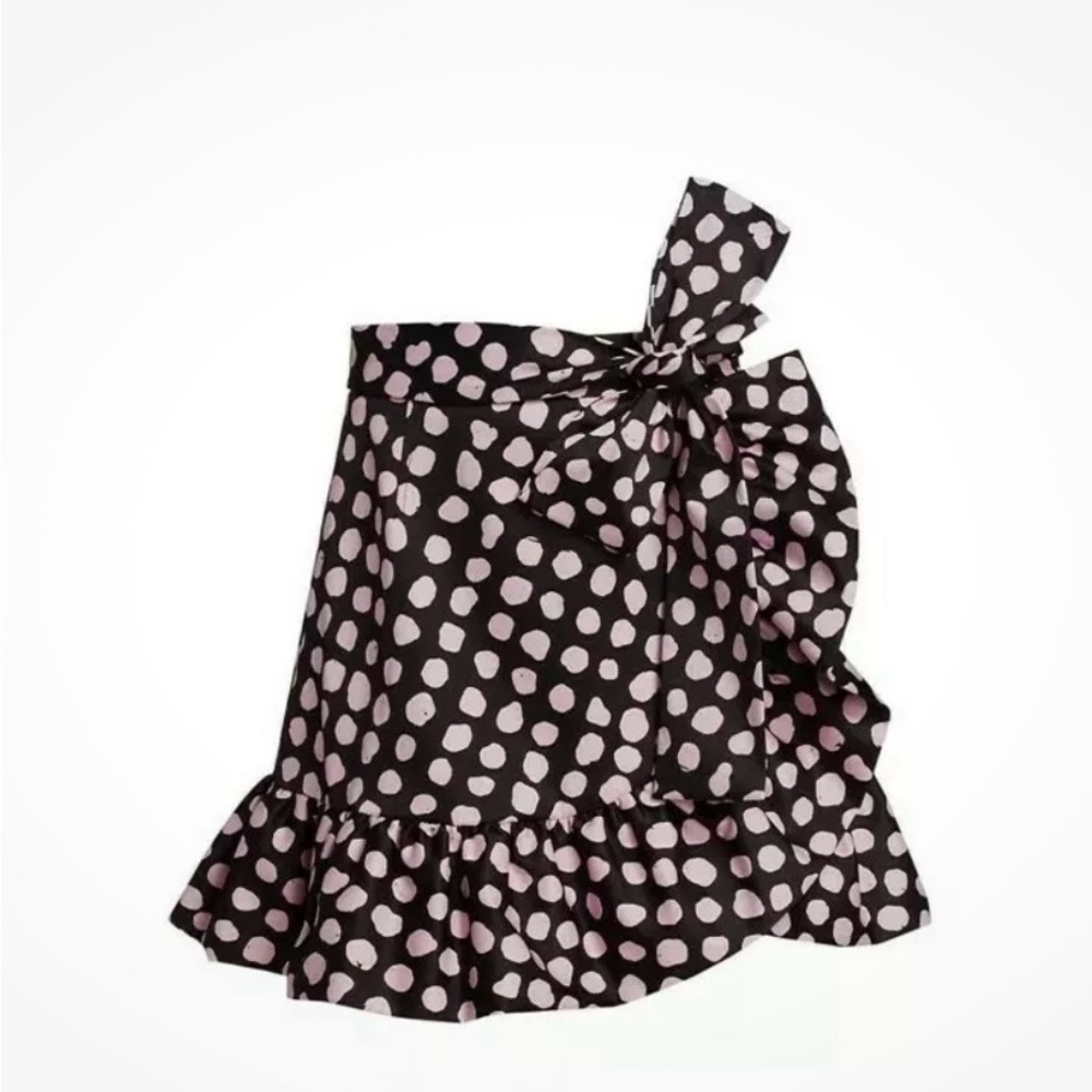 Tanya Taylor Daphne Pale Pink Polka Dot Flounce Mini Skirt, Size 4, NWT